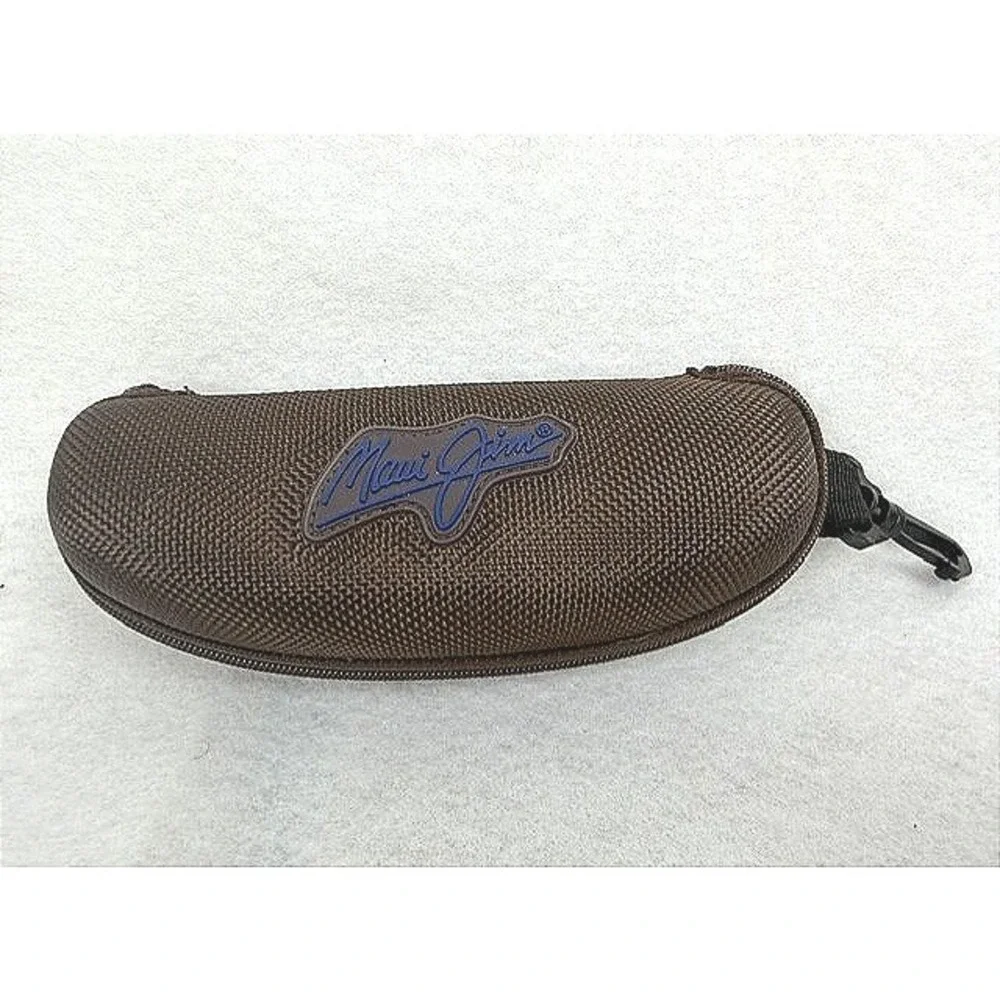 Maui Jim Brown Woven Hard Shell Sunglasses Case Zippered with Swivel Clip Logo